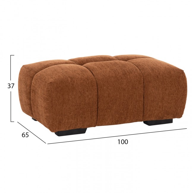 Ταμπουρέ Υποπόδιο "COVEN" απο ύφασμα σε χρώμα κεραμιδί 100x65x37