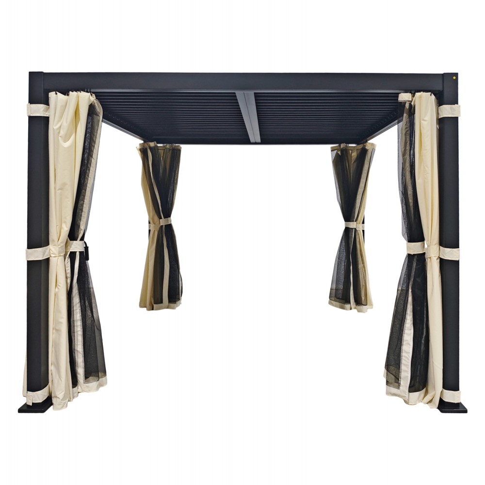 Κουνουπιέρα/Κουρτίνα "QUITO" για πέργκολες σε χρώμα μαύρο/μπεζ 3X3X2,4μ