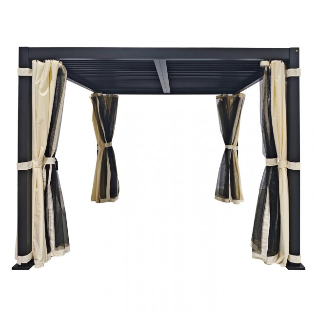 Κουνουπιέρα/Κουρτίνα "QUITO" για πέργκολες σε χρώμα μαύρο/μπεζ 3X3X2,4μ