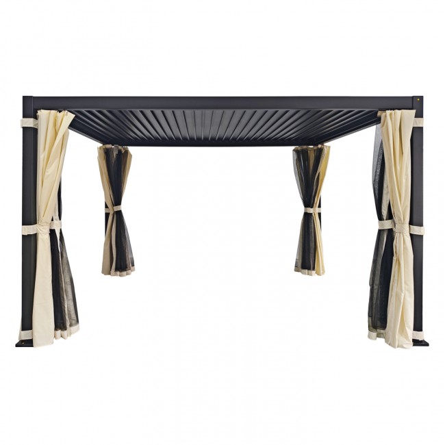 Κουνουπιέρα/Κουρτίνα "QUITO" για πέργκολες σε χρώμα μαύρο/μπεζ 3X4X2,4μ