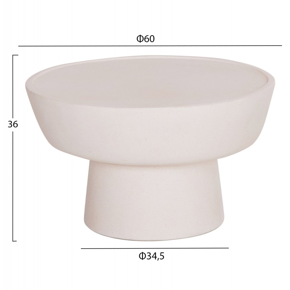 Τραπέζι σαλονιού "PIRSON" απο τσιμέντο σε χρώμα λευκό Φ60x36