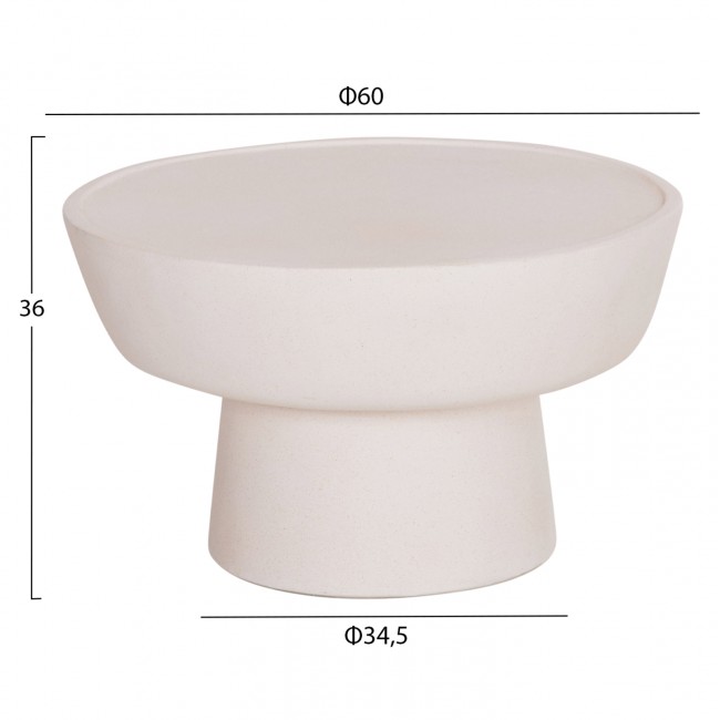 Τραπέζι σαλονιού "PIRSON" απο τσιμέντο σε χρώμα λευκό Φ60x36