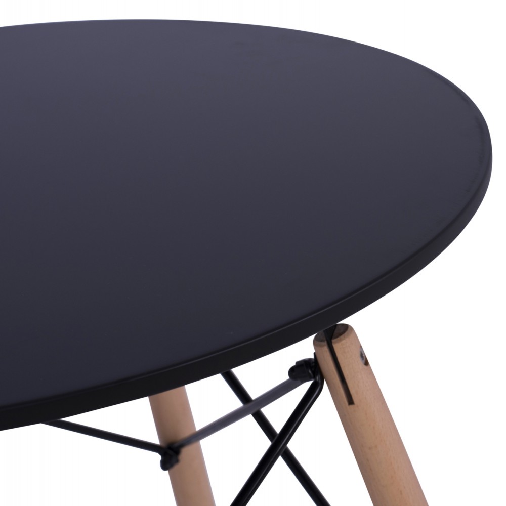 Σετ τραπεζαρίας "TWIST" 3τμχ απο MDF/PP σε χρώμα μαύρο Φ60x72