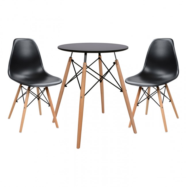 Σετ τραπεζαρίας "TWIST" 3τμχ απο MDF/PP σε χρώμα μαύρο Φ60x72