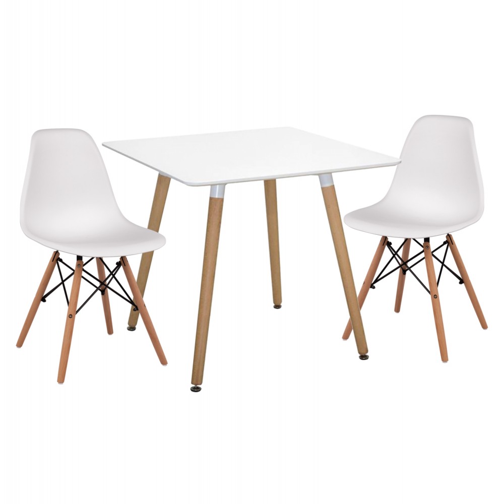 Σετ τραπεζαρίας "TWIST" 3τμχ απο MDF/PP σε χρώμα λευκό 80x80x74