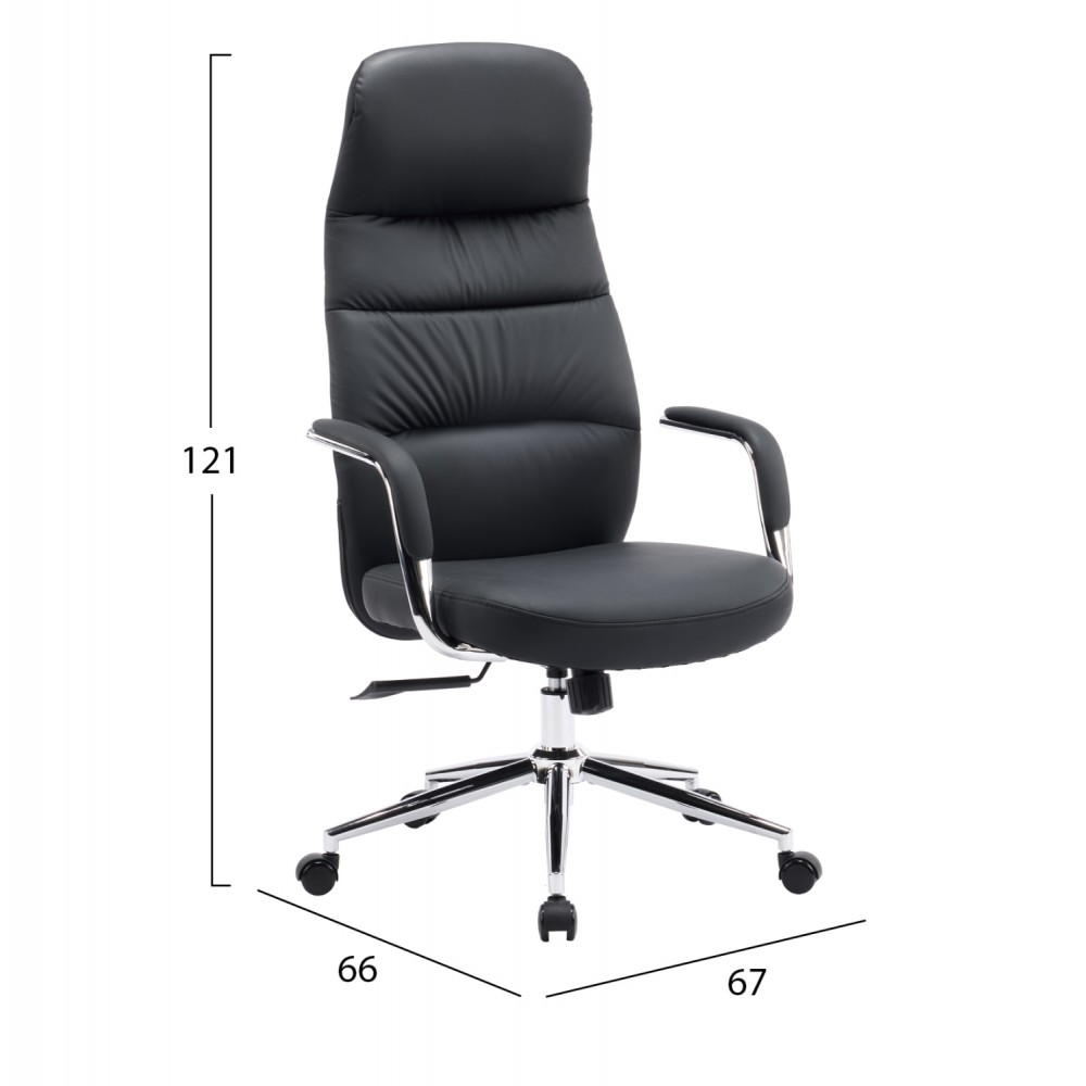 Kαρέκλα γραφείου "TEETER" απο PU/μέταλλο σε χρώμα μαύρο 67x66x121