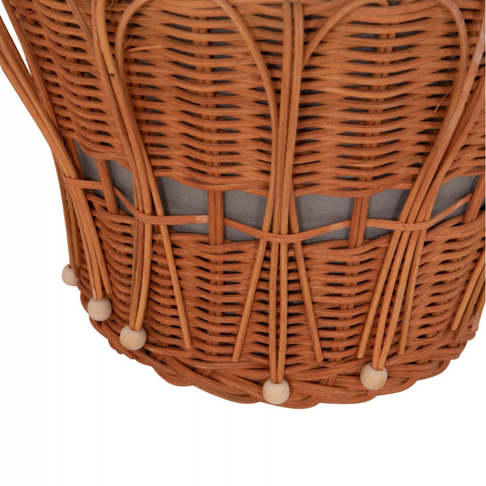 Τραπέζι βοηθητικό "PERRAL" από τσιμέντο/rattan σε χρώμα γκρι/φυσικό Φ42x36