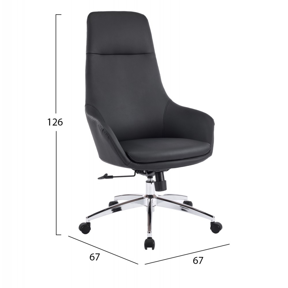 Καρέκλα γραφείου "BEKKER" απο PU/μέταλλο σε χρώμα μαύρο 67x67x126