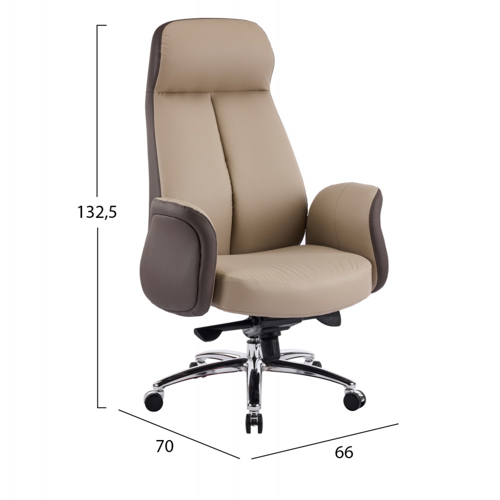 Καρέκλα γραφείου "DRAMON" απο PU/μέταλλο σε χρώμα μπεζ 66x70x132.5