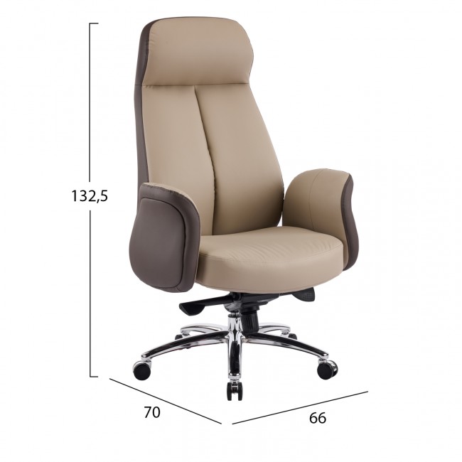 Καρέκλα γραφείου "DRAMON" απο PU/μέταλλο σε χρώμα μπεζ 66x70x132.5