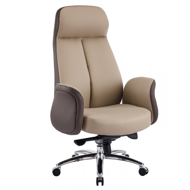 Καρέκλα γραφείου "DRAMON" απο PU/μέταλλο σε χρώμα μπεζ 66x70x132.5