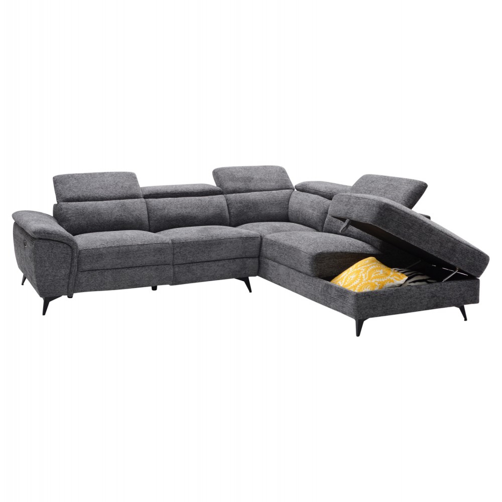 Καναπές με δεξιά γωνία "RESTRO" απο ύφασμα σε χρώμα γκρι 284x224x76