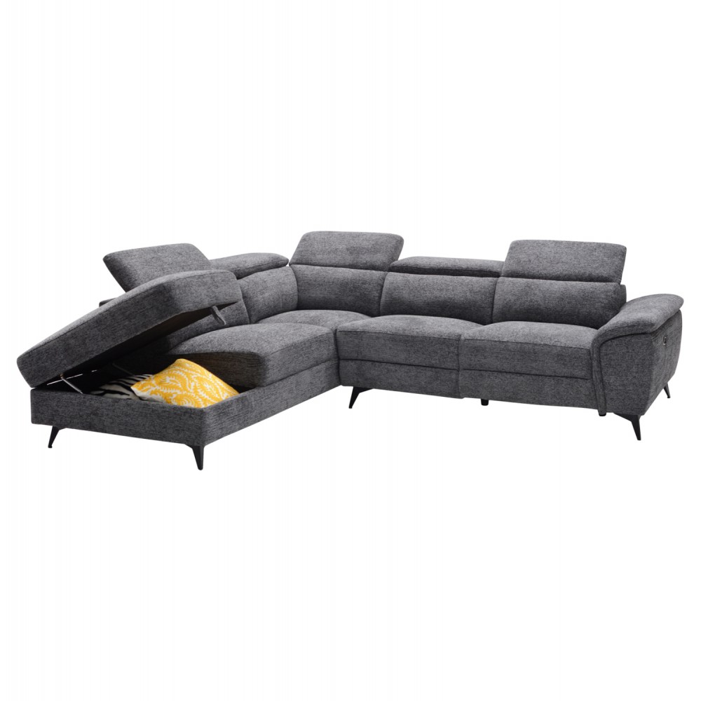 Καναπές με αριστερή γωνία "RESTRO" απο ύφασμα σε χρώμα γκρι 284x224x76