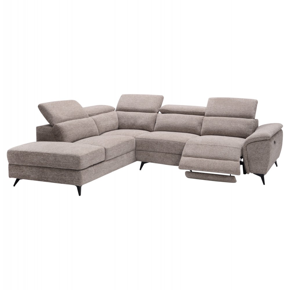 Καναπές με αριστερή γωνία "RESTRO" απο ύφασμα σε χρώμα μπεζ 284x224x76