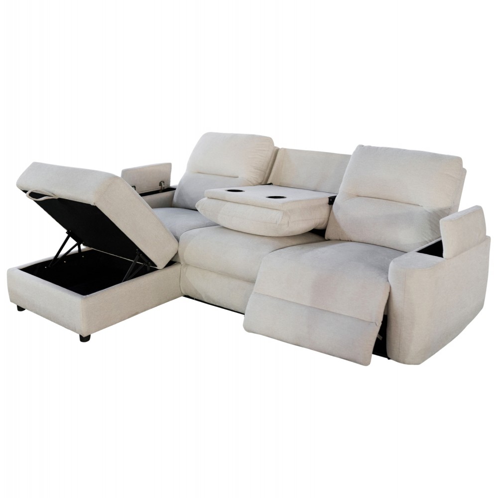 Καναπές με αριστερή γωνία "SYNTHIA" απο ύφασμα σε χρώμα μπεζ 246x159x97