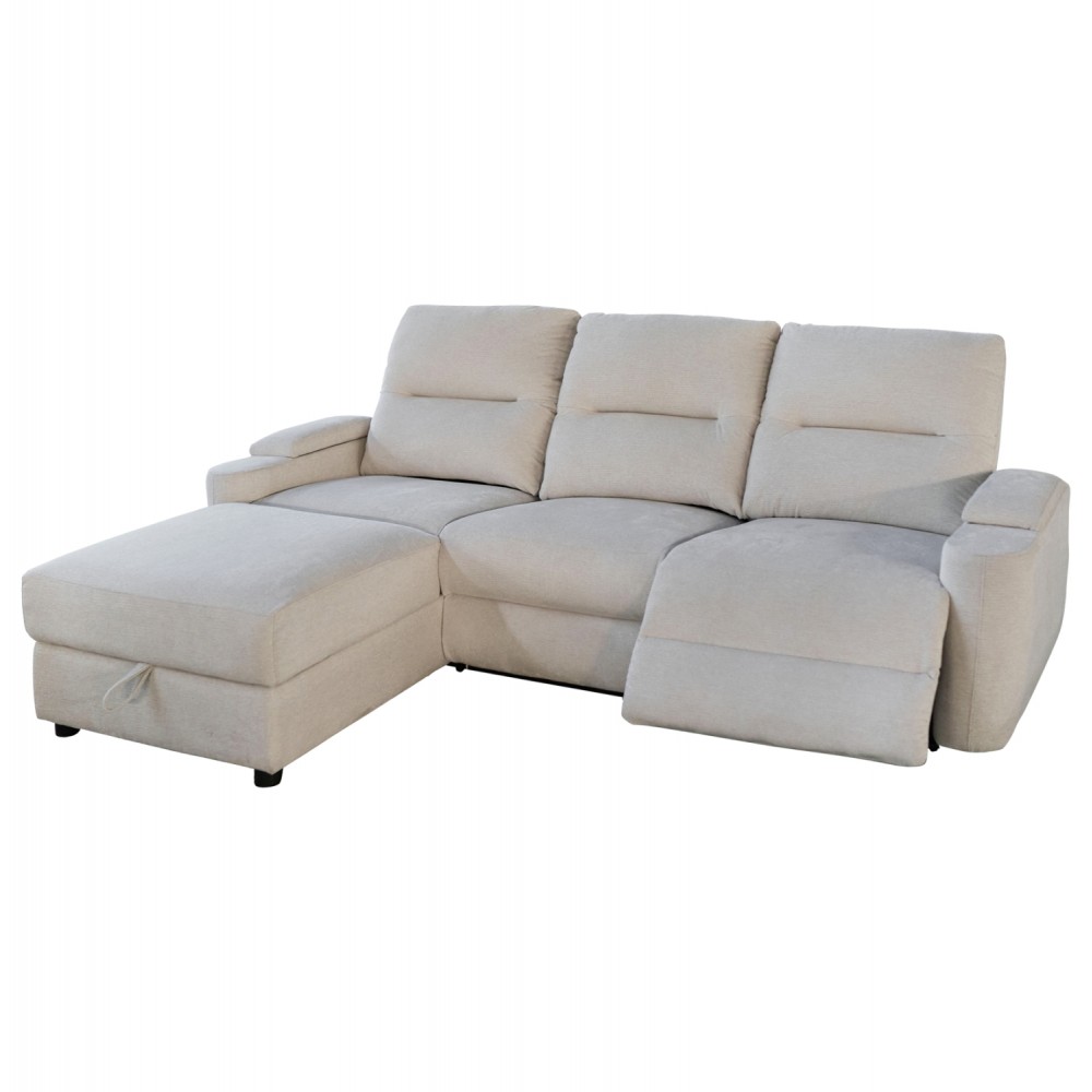Καναπές με αριστερή γωνία "SYNTHIA" απο ύφασμα σε χρώμα μπεζ 246x159x97