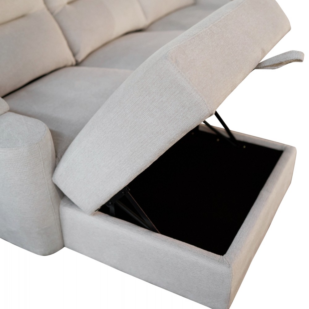 Καναπές με αριστερή γωνία "SYNTHIA" απο ύφασμα σε χρώμα μπεζ 246x159x97