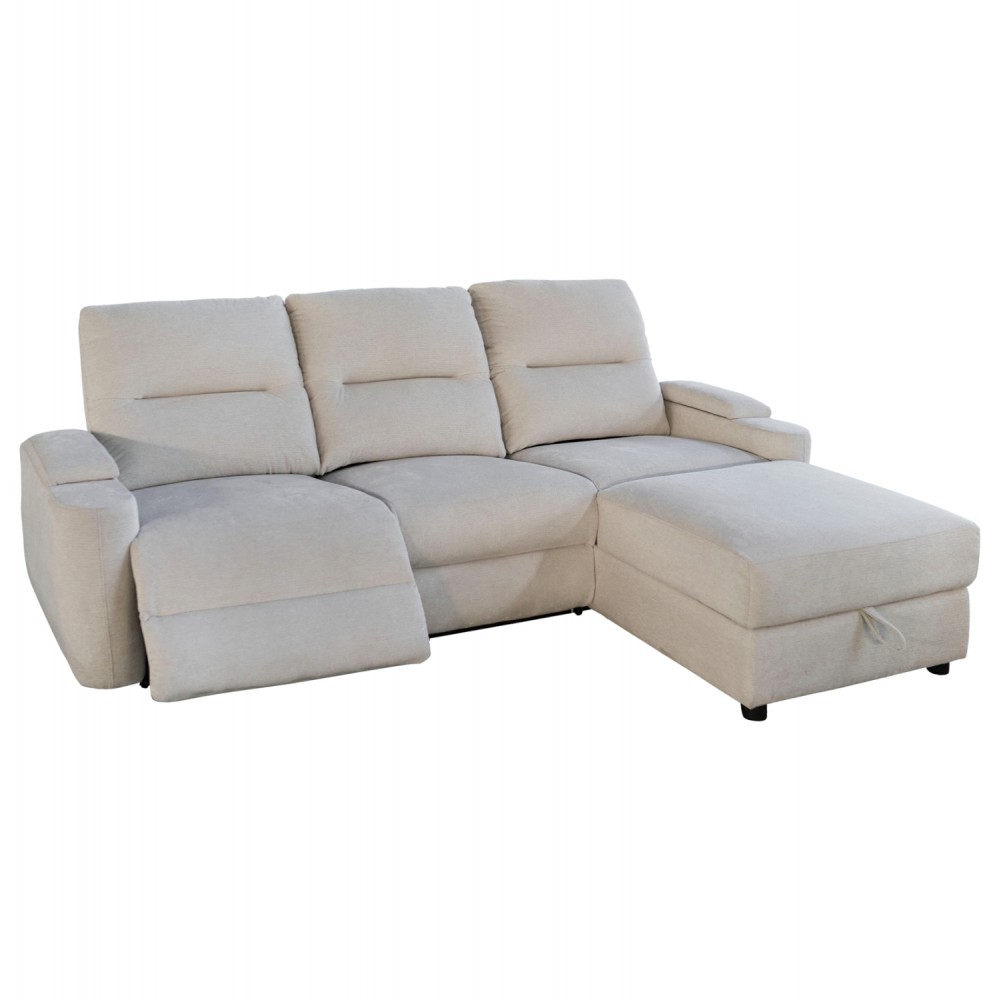 Καναπές με δεξιά γωνία "SYNTHIA" απο ύφασμα σε χρώμα μπεζ 246x159x97