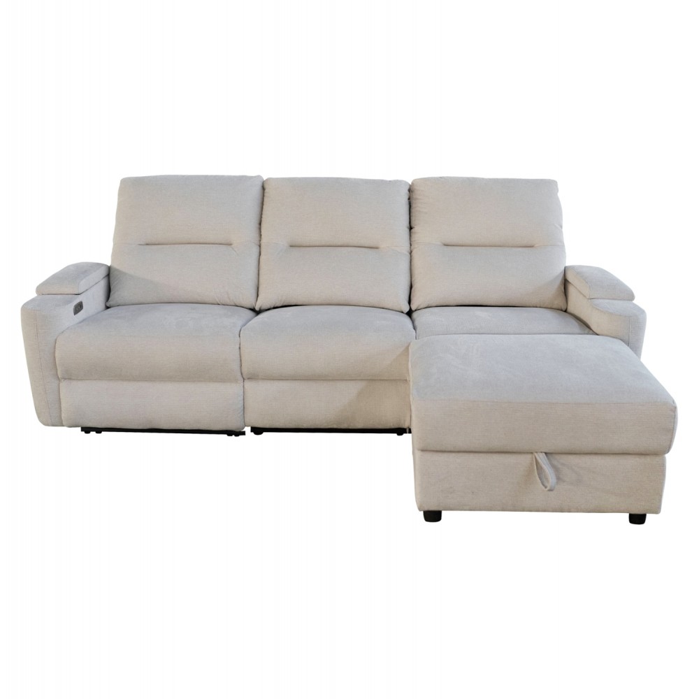 Καναπές με δεξιά γωνία "SYNTHIA" απο ύφασμα σε χρώμα μπεζ 246x159x97