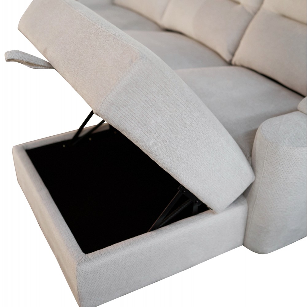 Καναπές με δεξιά γωνία "SYNTHIA" απο ύφασμα σε χρώμα μπεζ 246x159x97