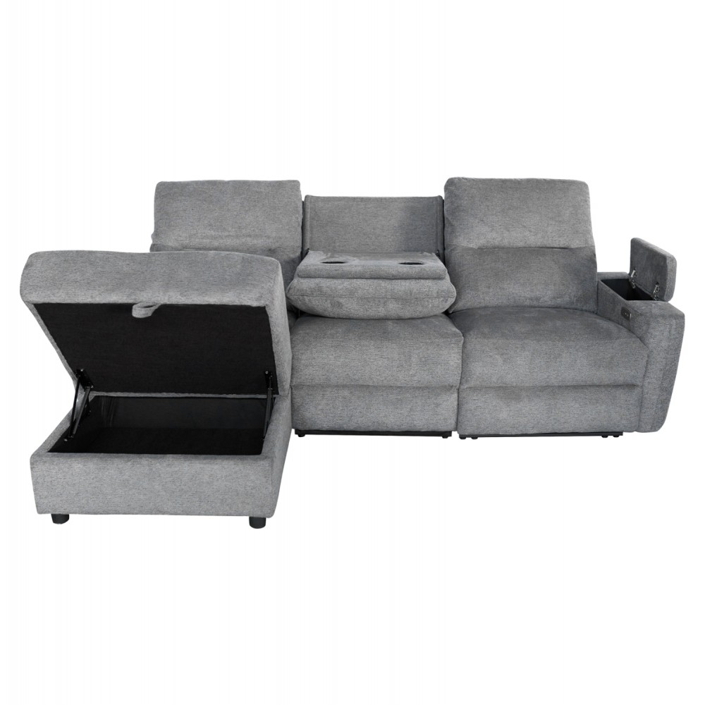 Καναπές με αριστερή γωνία "SYNTHIA" απο ύφασμα σε χρώμα γκρι 246x159x97