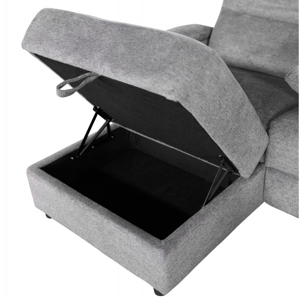 Καναπές με αριστερή γωνία "SYNTHIA" απο ύφασμα σε χρώμα γκρι 246x159x97