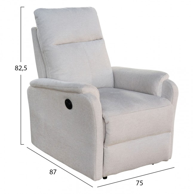 Πολυθρόνα relax "SYNTHIA" απο ύφασμα σε χρώμα μπεζ 75x87x102