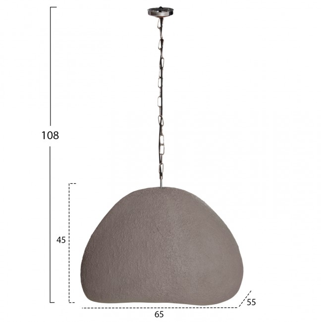 Φωτιστικό οροφής μονόφωτο "JAYLEN" απο fiber cement σε χρώμα γκρι 65x55x45