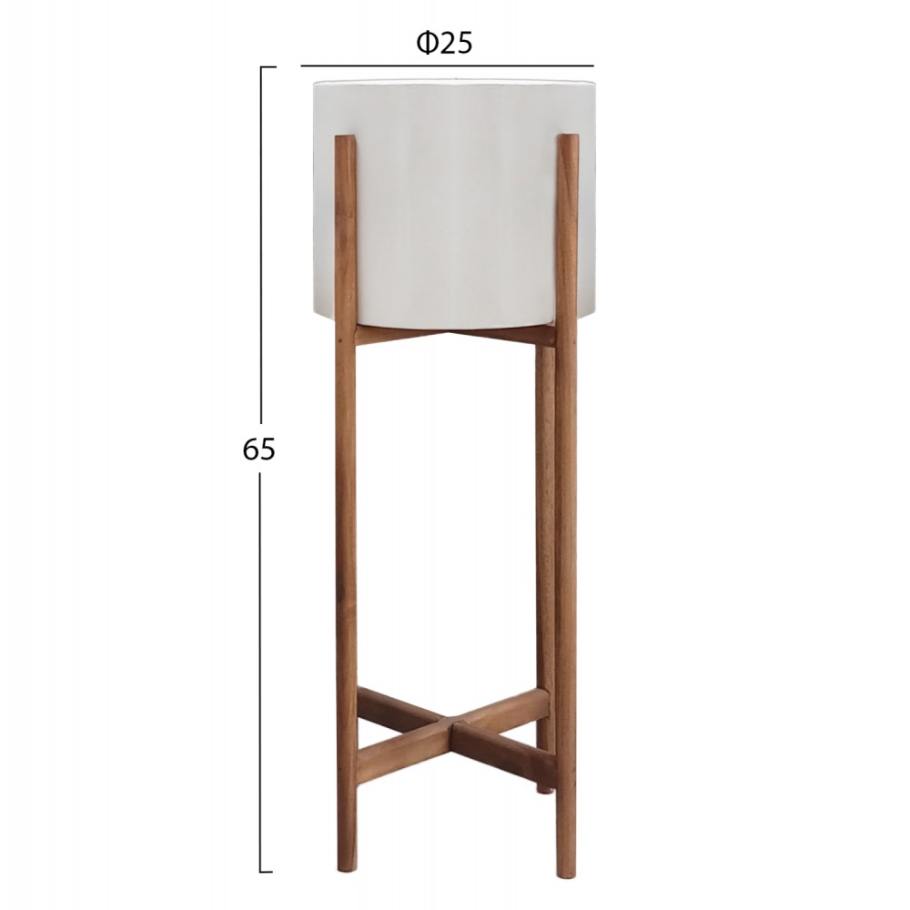 Γλάστρα εσωτερικού χώρου "RENTIL" από fiber cement/ξύλο σε χρώμα λευκό/φυσικό Φ25x65