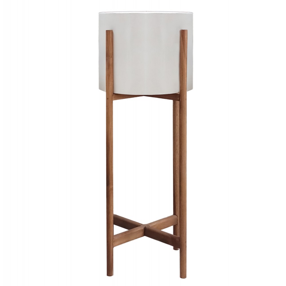 Γλάστρα εσωτερικού χώρου "RENTIL" από fiber cement/ξύλο σε χρώμα λευκό/φυσικό Φ25x65