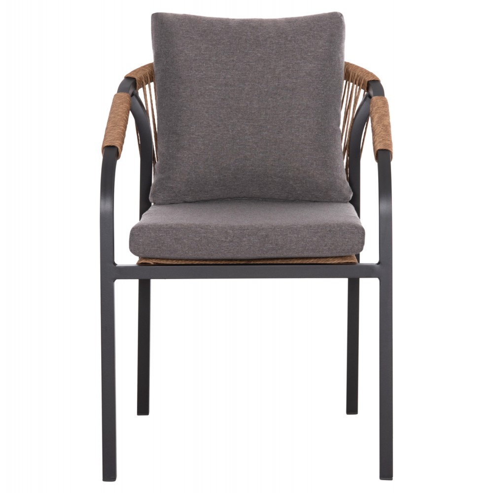 Πολυθρόνα "MAERLY" από αλουμίνιο/pe rattan σε χρώμα ανθρακί/καφέ 57x60x84