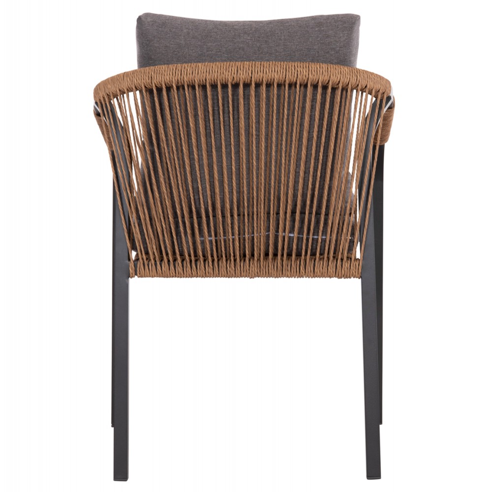 Πολυθρόνα "MAERLY" από αλουμίνιο/pe rattan σε χρώμα ανθρακί/καφέ 57x60x84