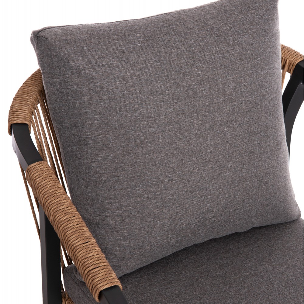 Πολυθρόνα "MAERLY" από αλουμίνιο/pe rattan σε χρώμα ανθρακί/καφέ 57x60x84