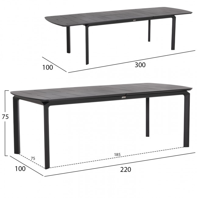 Σετ τραπεζαρίας εξωτερικού χώρου "ELARA" 7τμχ απο αλουμίνιο σε γκρι χρώμα 220x100x75
