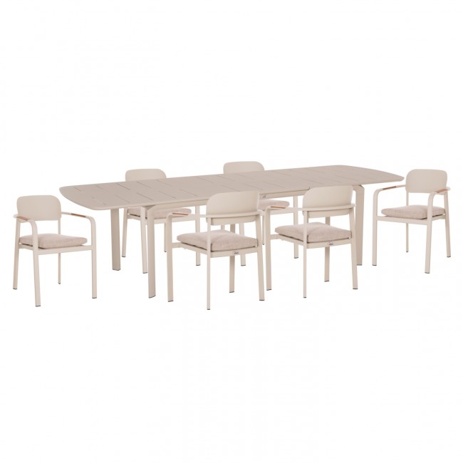 Σετ τραπεζαρίας εξωτερικού χώρου "ELARA" 7τμχ απο αλουμίνιο σε μπεζ χρώμα 220x100x75