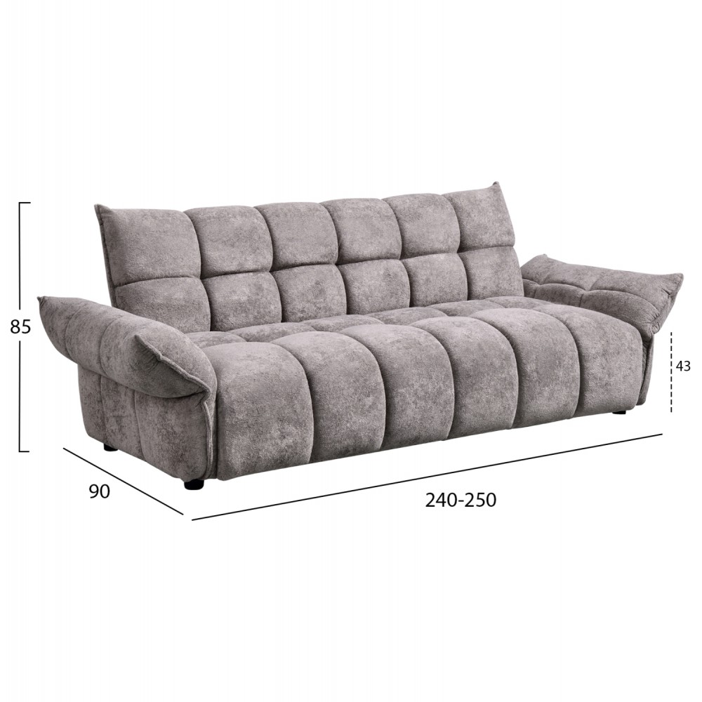 Καναπές κρεβάτι "MELU" απο ύφασμα σε γκρι χρώμα 240-250x90x85
