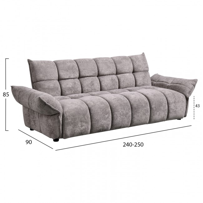 Καναπές κρεβάτι "MELU" απο ύφασμα σε γκρι χρώμα 240-250x90x85