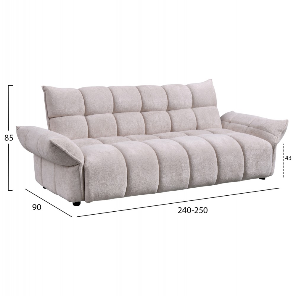 Καναπές κρεβάτι "MELU" απο ύφασμα σε μπεζ χρώμα 240-250x90x85