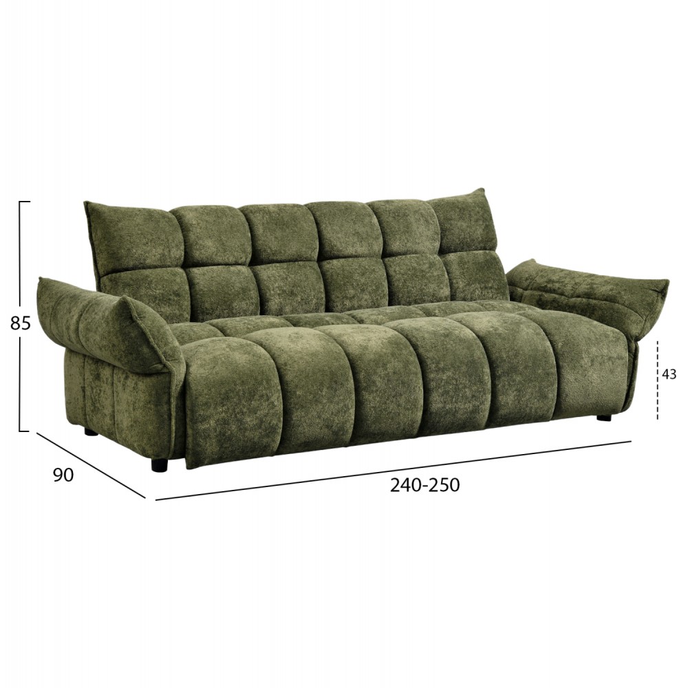Καναπές κρεβάτι "MELU" απο ύφασμα σε πράσινο χρώμα 240-250x90x85