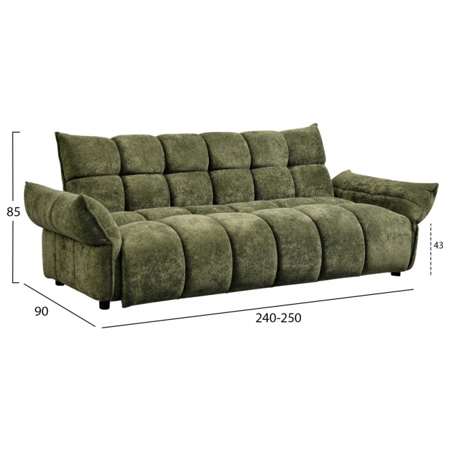 Καναπές κρεβάτι "MELU" απο ύφασμα σε πράσινο χρώμα 240-250x90x85