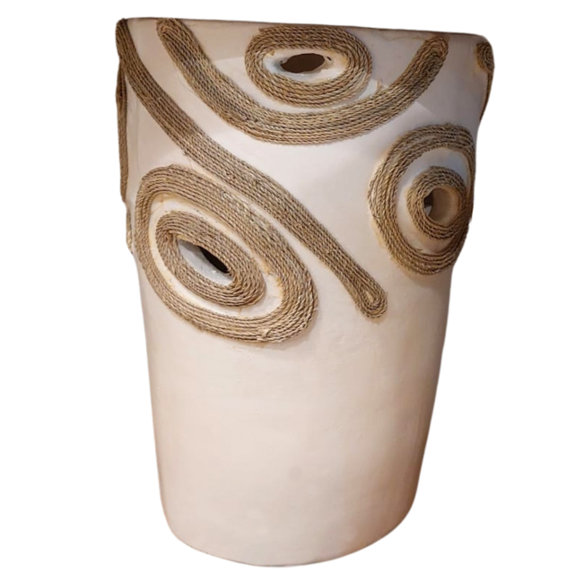 Διακοσμητικό βάζο "DEAN" απο τερακότα σε κρεμ χρώμα Φ24x35