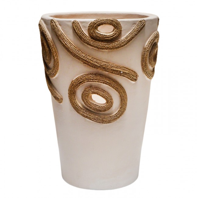 Διακοσμητικό βάζο "DEAN" απο τερακότα σε κρεμ χρώμα Φ19x25