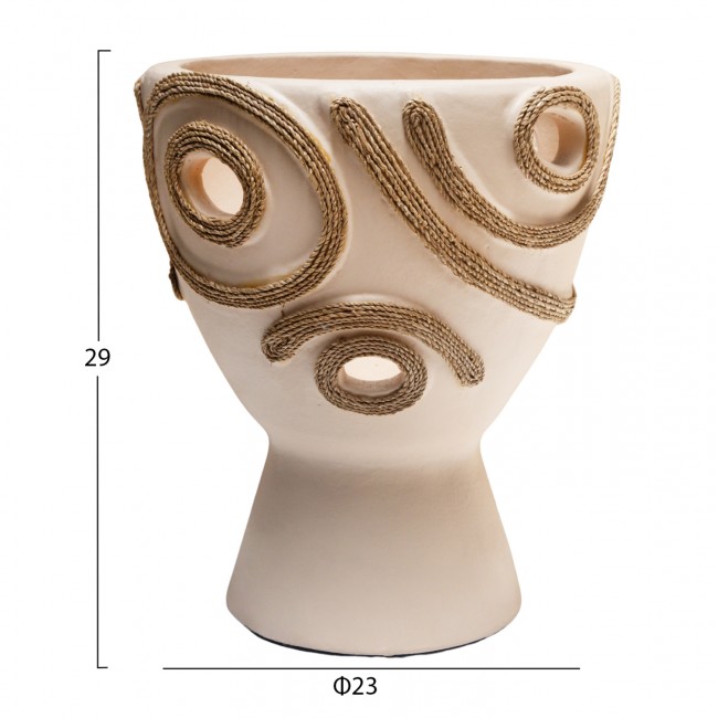 Διακοσμητικό βάζο "DEAN" απο τερακότα σε κρεμ χρώμα Φ23x29