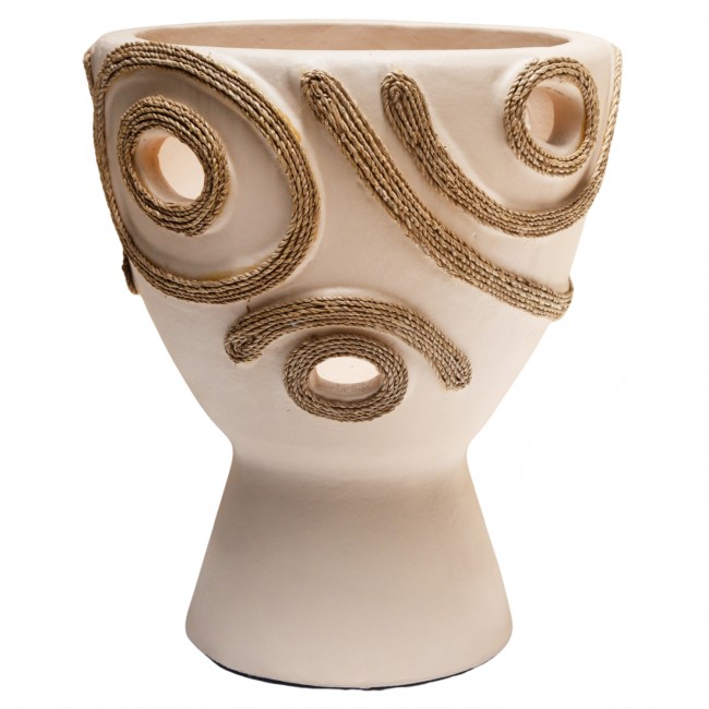 Διακοσμητικό βάζο "DEAN" απο τερακότα σε κρεμ χρώμα Φ23x29