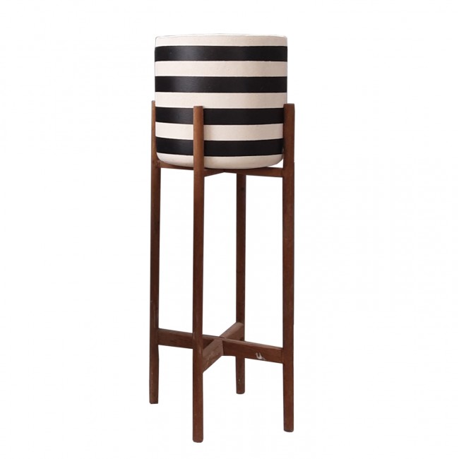 Γλάστρα εσωτερικού χώρου "RENTIL" από fiber cement/ξύλο σε χρώμα λευκό/μαύρο Φ35x45