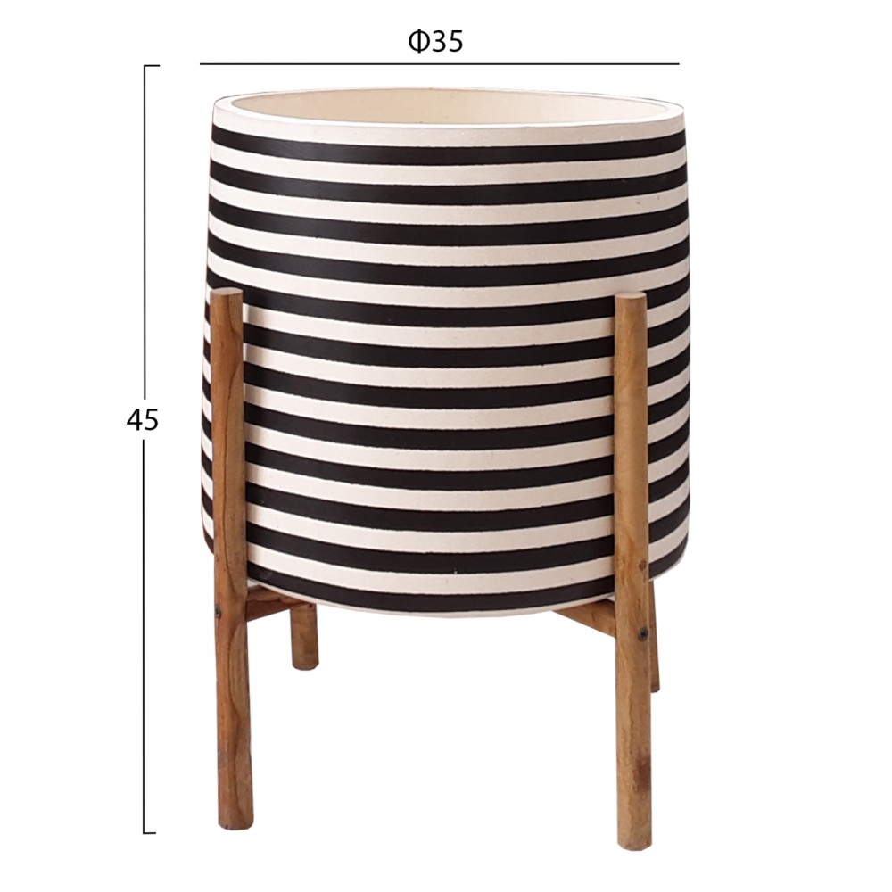 Γλάστρα εσωτερικού χώρου "RENTIL" από fiber cement/ξύλο σε χρώμα λευκό/μαύρο Φ23x60