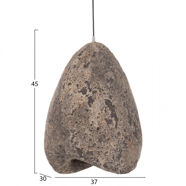 Φωτιστικό Οροφής "STONER (S)" απο ρητίνη σε γκρι χρώμα 37x30x45