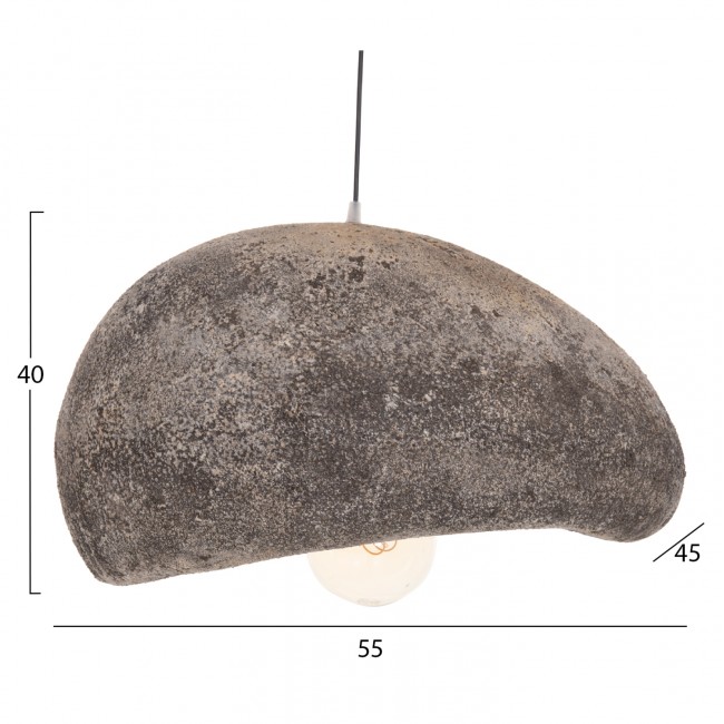 Φωτιστικό Οροφής "STONER (M)" απο ρητίνη σε γκρι χρώμα 55x45x40