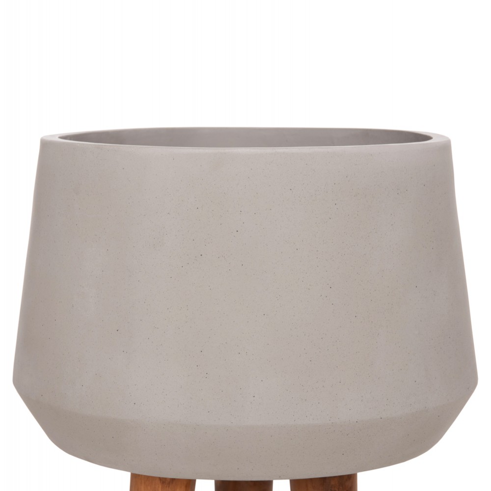 Γλάστρα εσωτερικού χώρου "QUAN" από fiber cement/ξύλο σε χρώμα γκρι/φυσικό Φ38x62