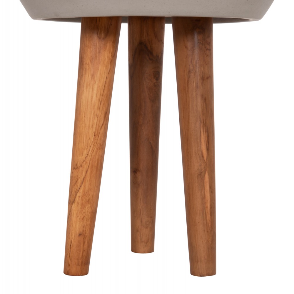 Γλάστρα εσωτερικού χώρου "QUAN" από fiber cement/ξύλο σε χρώμα γκρι/φυσικό Φ38x62